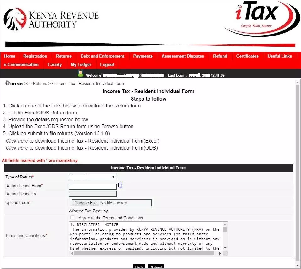 income tax resident individual form