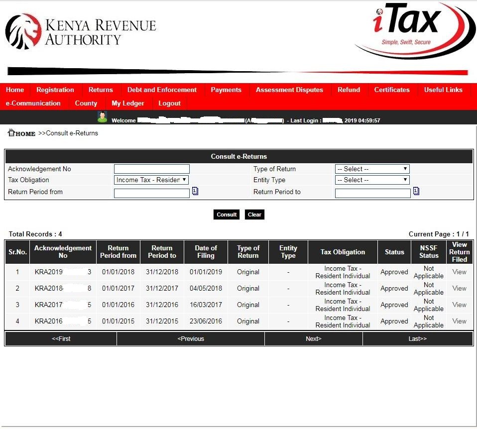 view filed kra returns