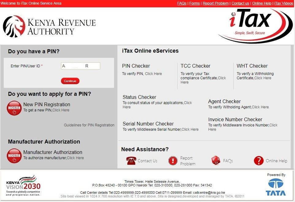 enter kra pin number