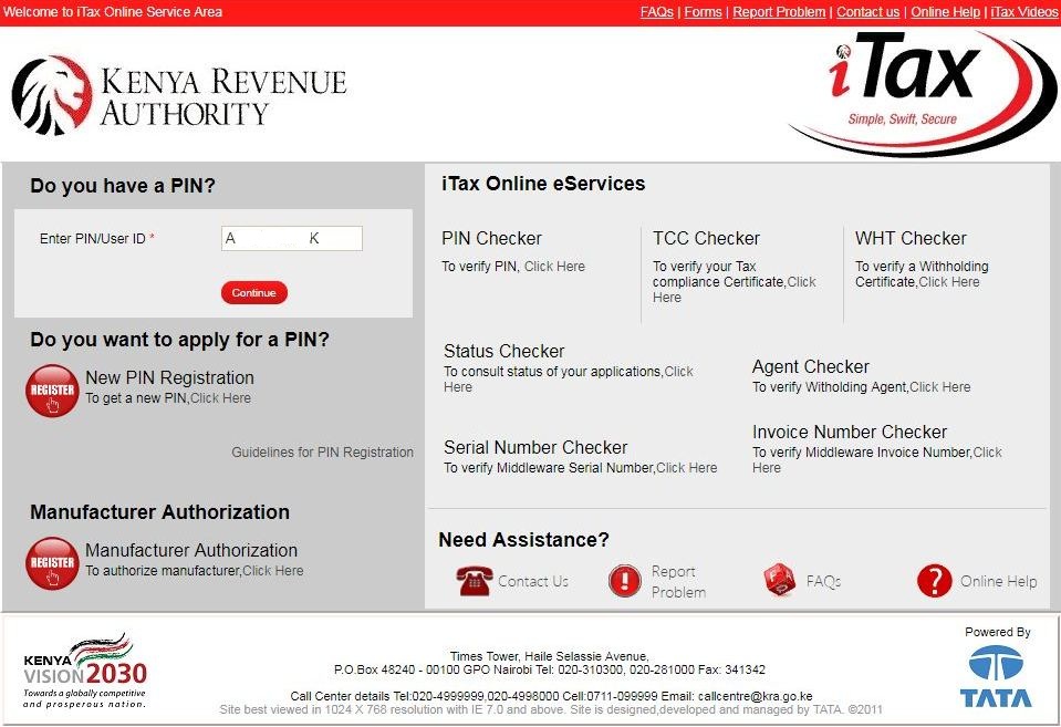 enter your kra pin number