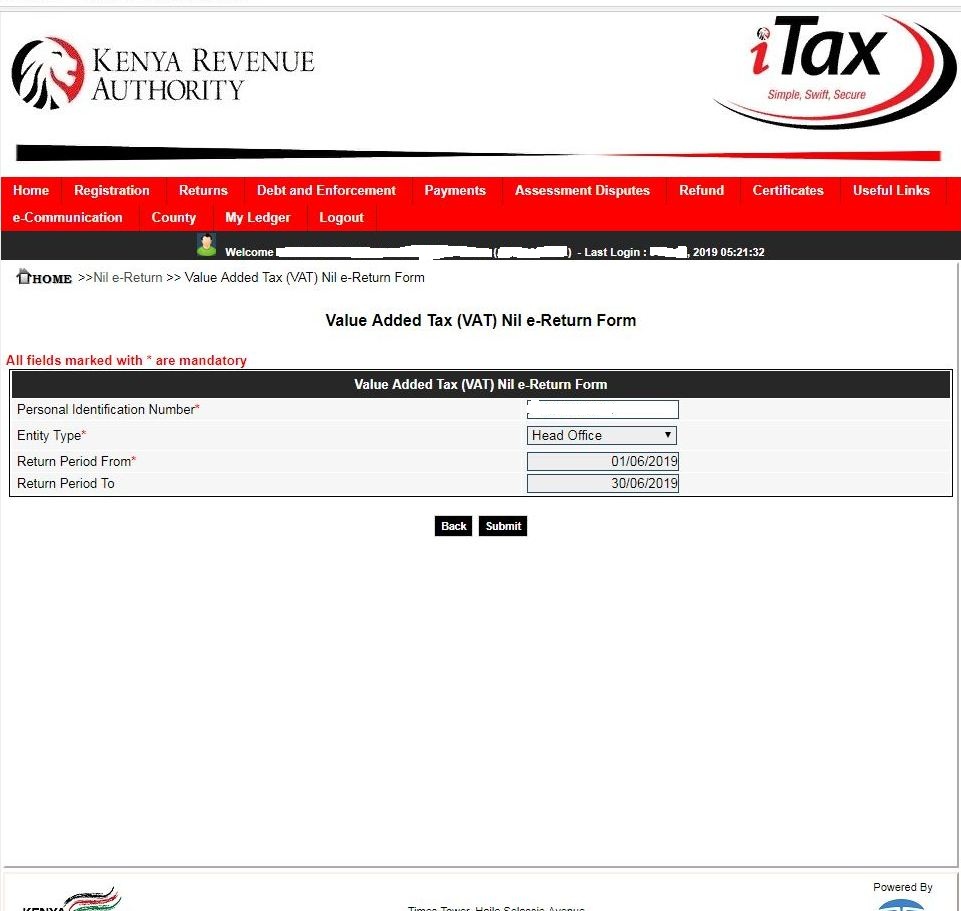 vat nil e-return form