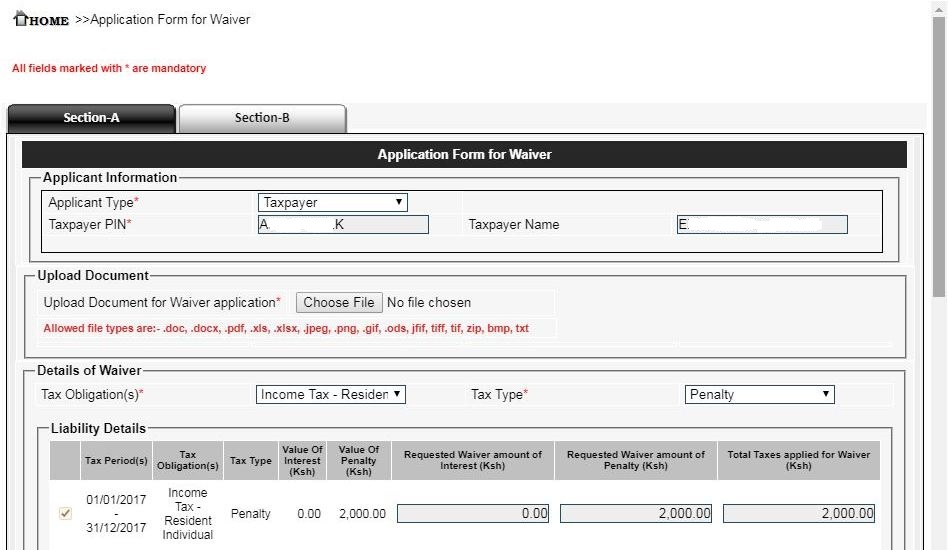 kra waiver application letter pdf