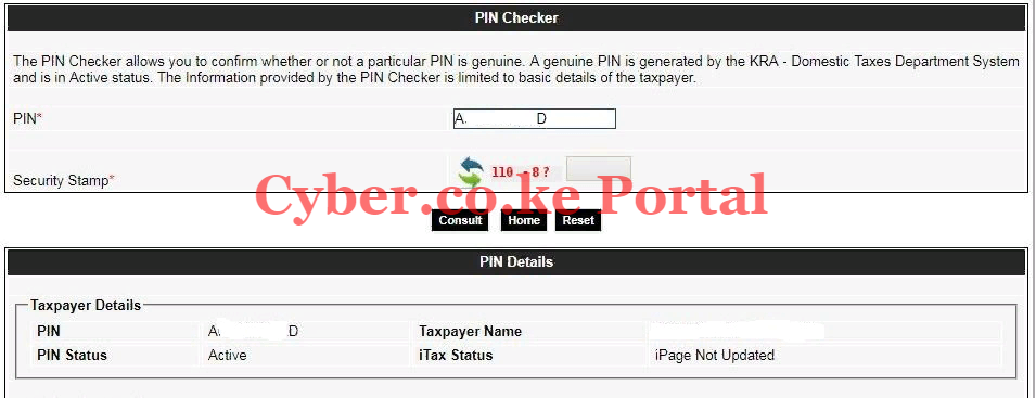 kra itax pin checker