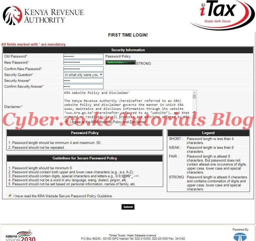 change kra default password