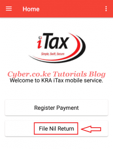 click on file nil return button on the itax app