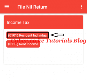 click on income tax resident individual on the itax app