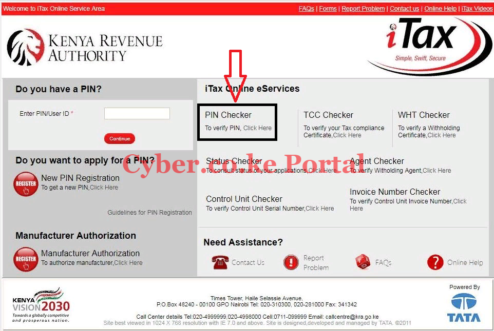 click on pin checker section on itax portal