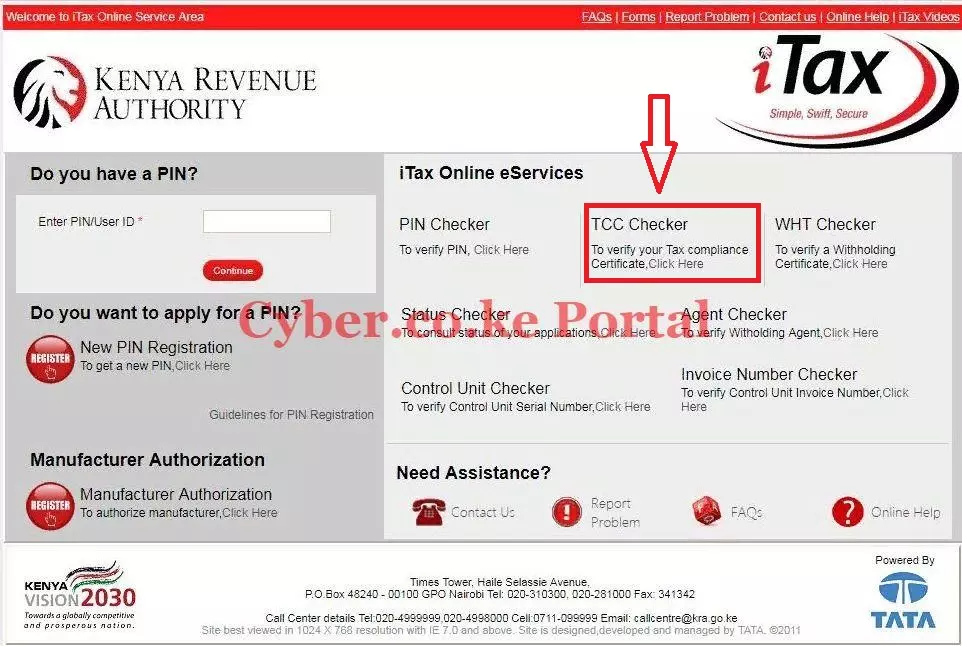 click on tcc checker