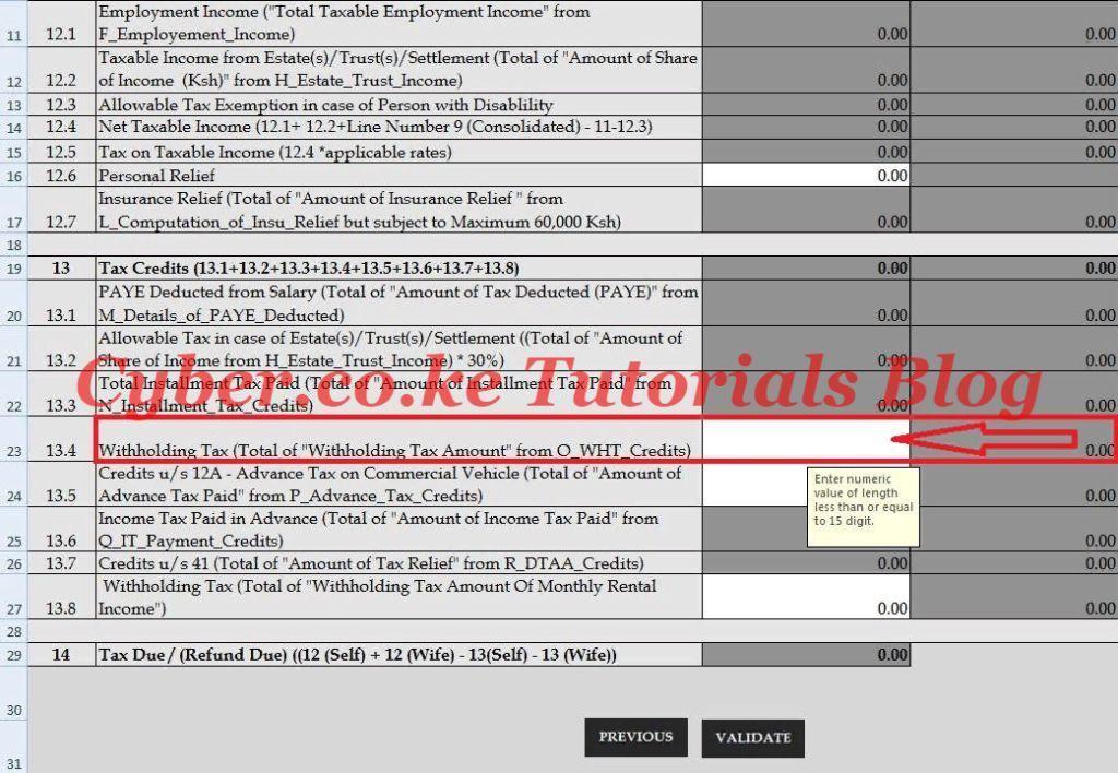 declare withheld tax in tax computation sheet