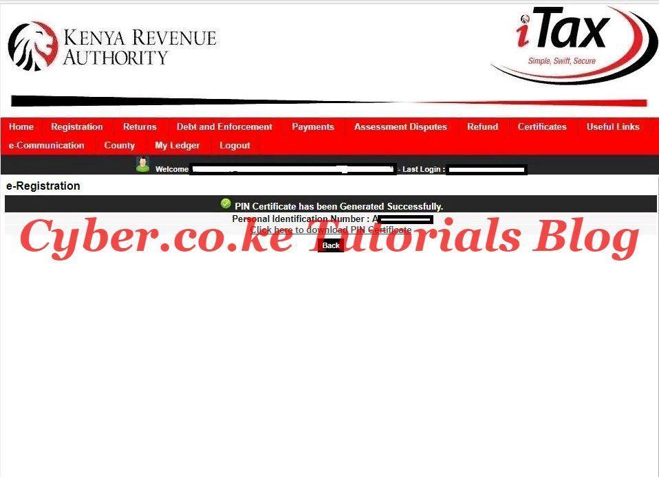 download and print kra pin certificate