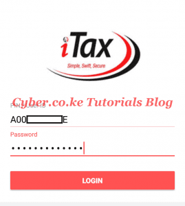 enter kra pin number and password on the itax app