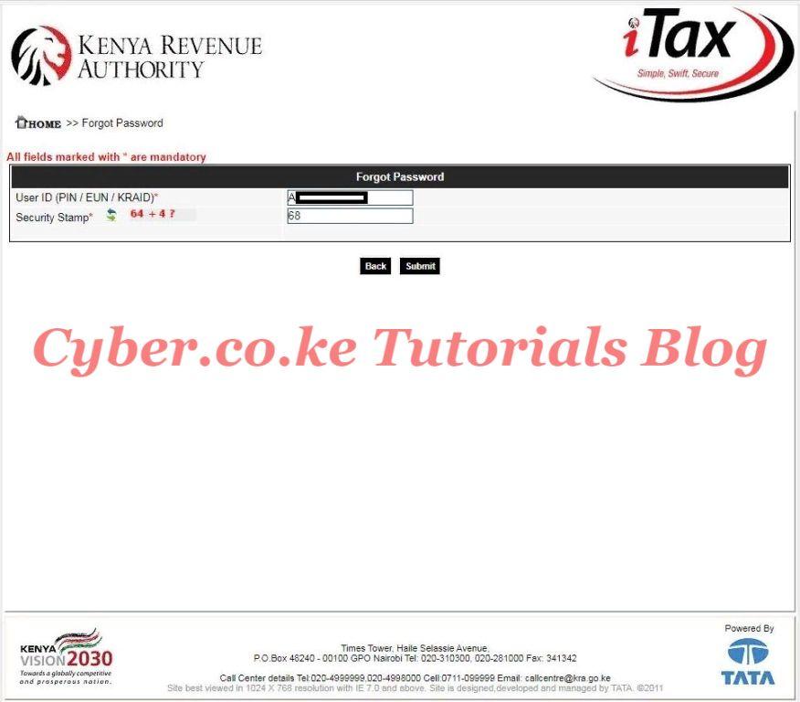 kra forgot password