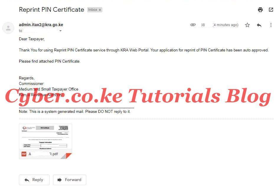 reprint kra pin certificate