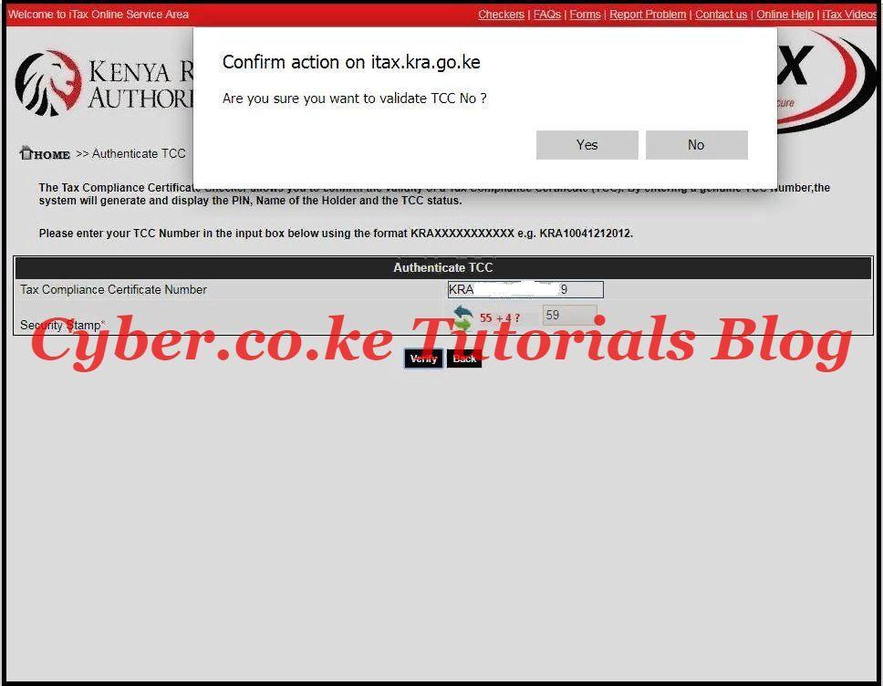 confirm action on itax.kra.go.ke