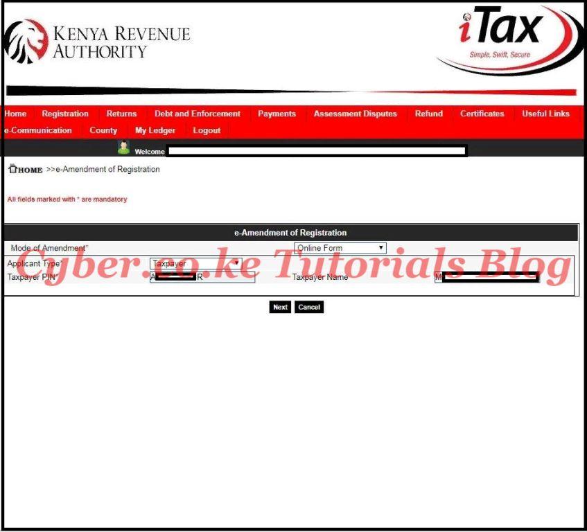 e-amendment of registration