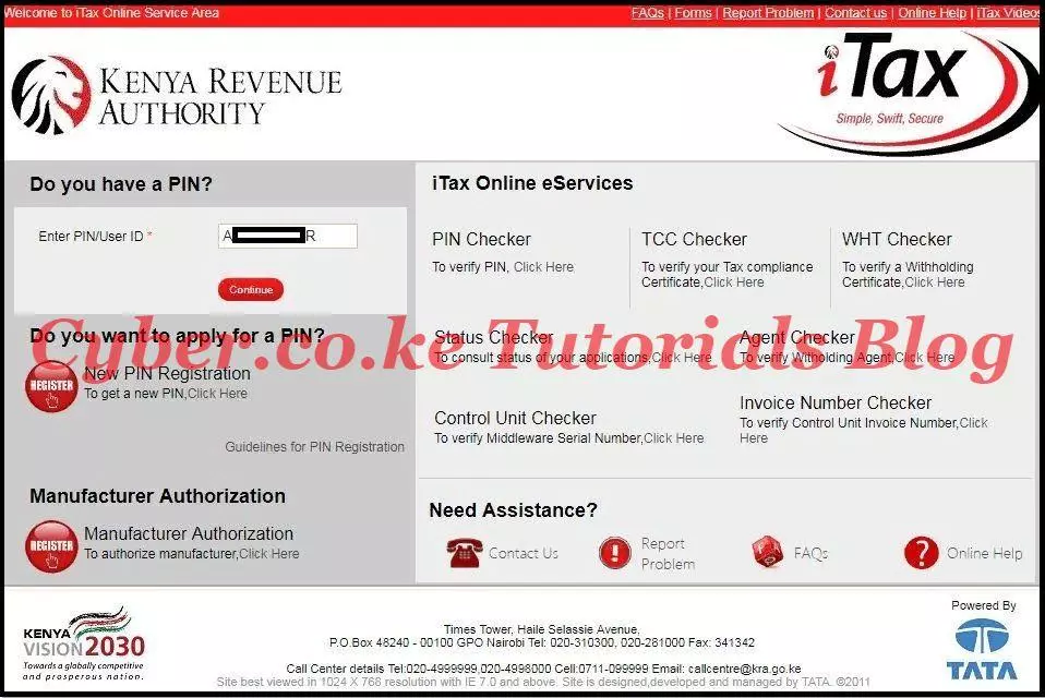 enter kra pin number