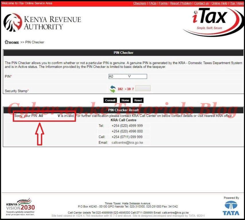 kra itax pin checker results