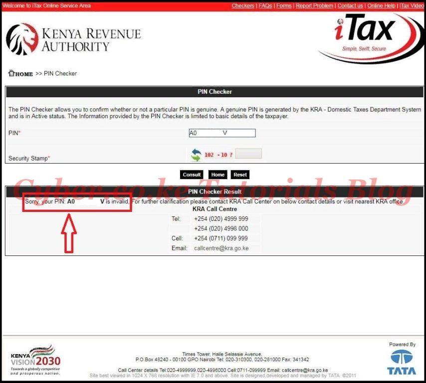 kra itax pin checker results