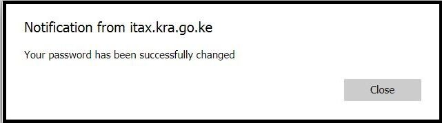 kra itax password changed successfully