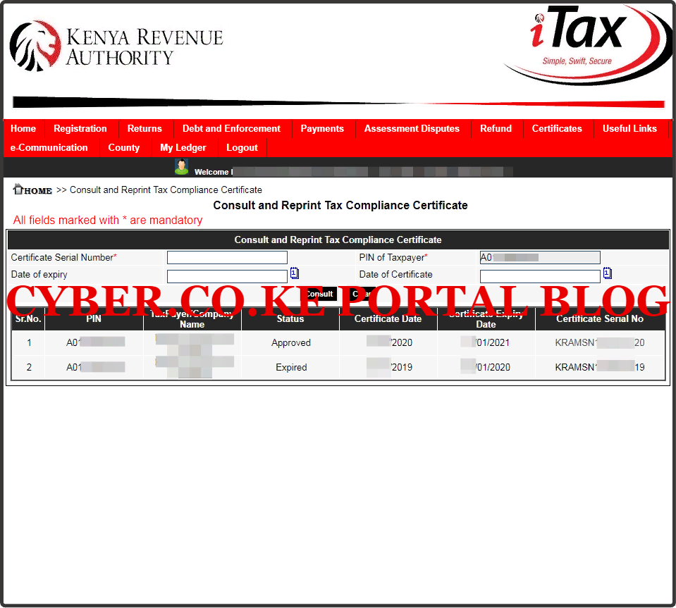 Download Tax Compliance Certificate