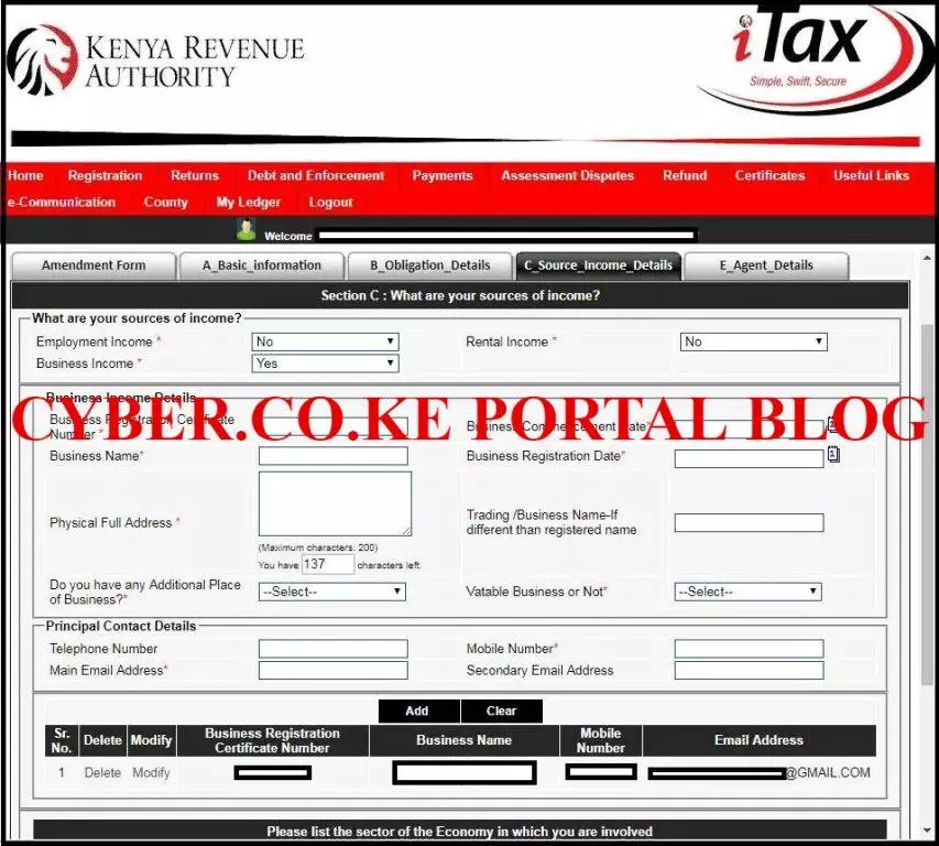 add business on kra pin