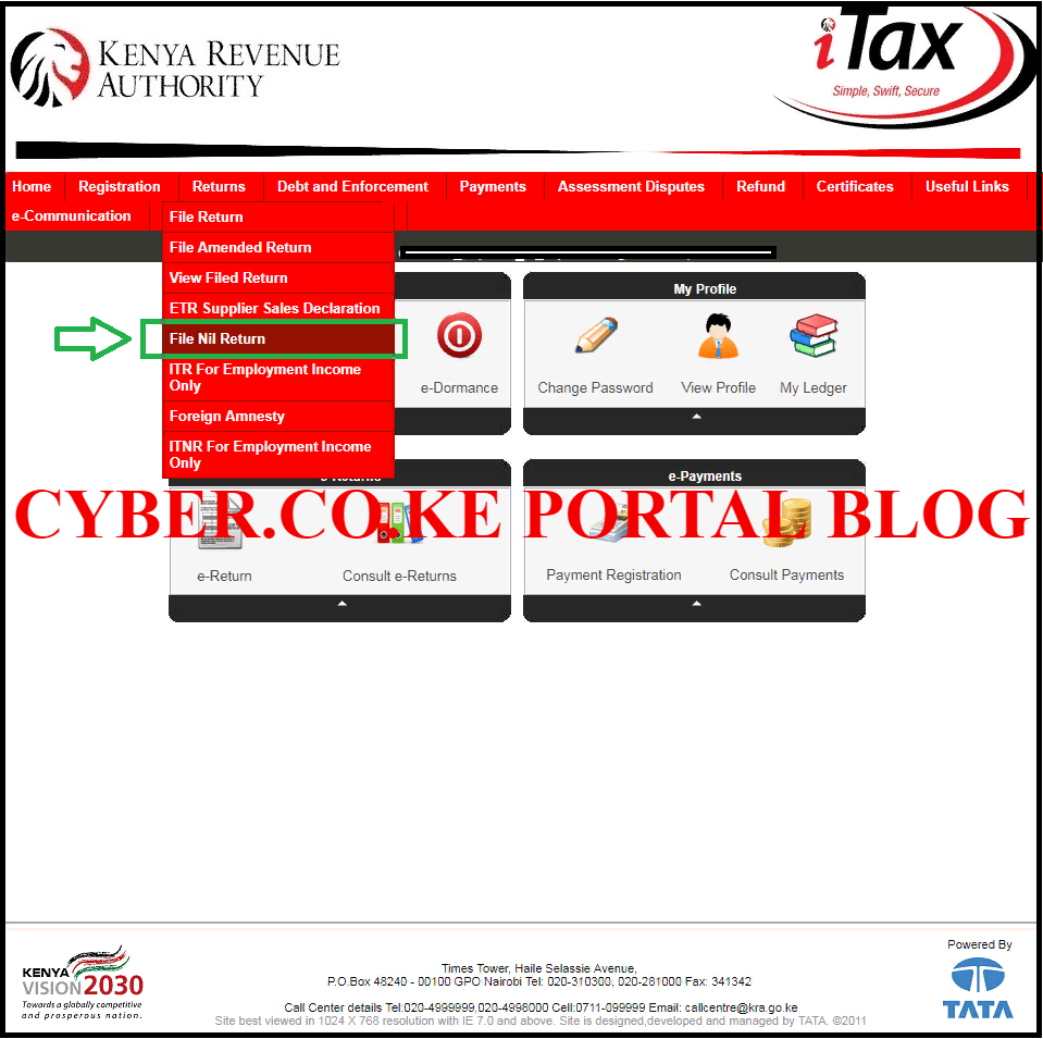 click on file nil kra returns