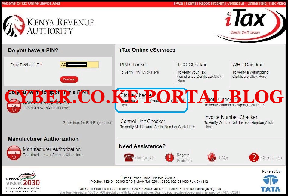 click on kra status checker