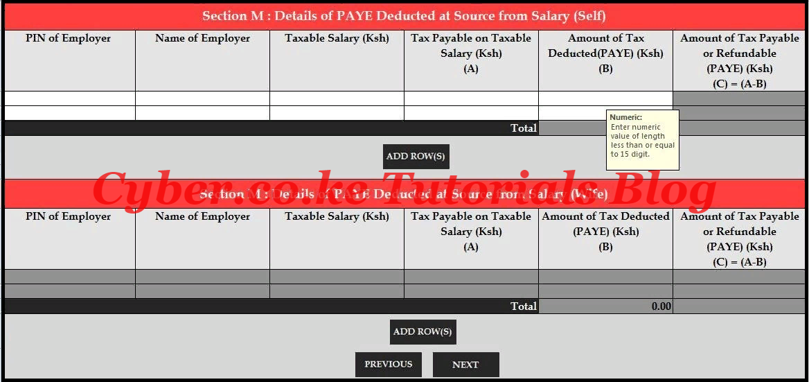 details of paye section