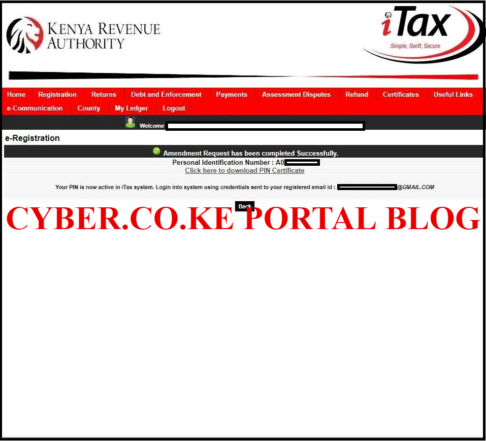 download amended kra pin certificate