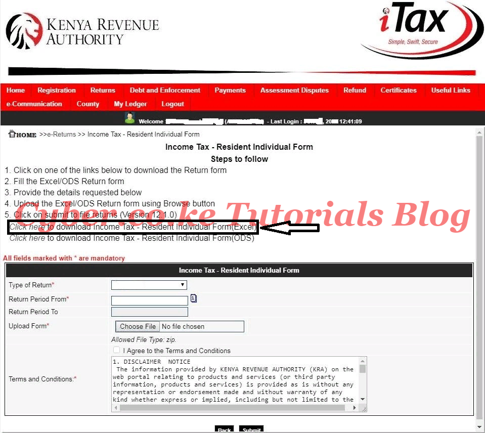 download kra income tax returns form