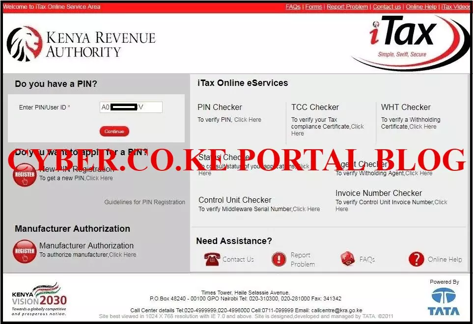 enter kra pin number