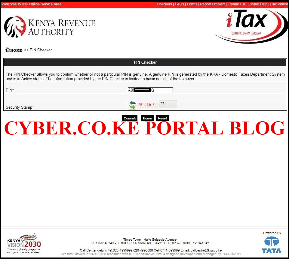 enter kra pin number and solve arithmetic question