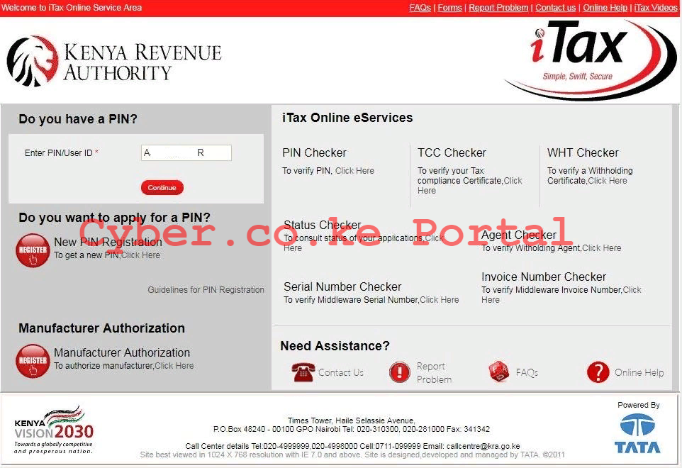 enter kra pin number