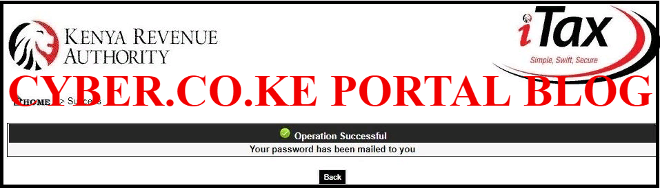 kra password has been sent to your email address