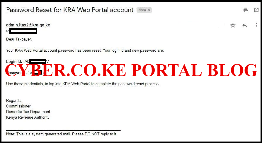 kra password reset for kra website portal