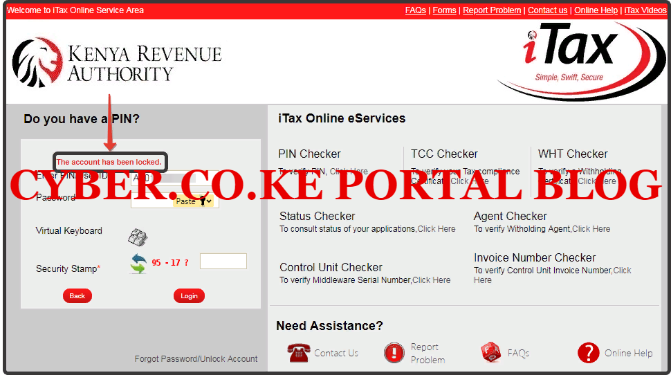 the kra itax account has been locked