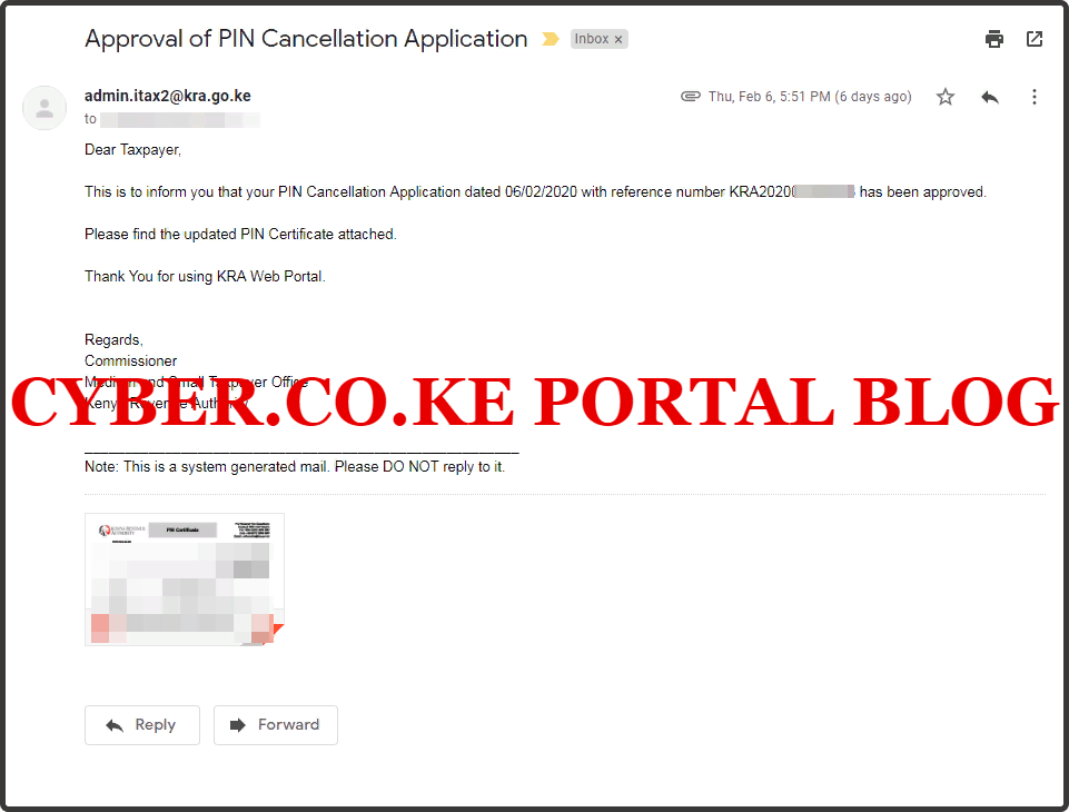 approval of kra pin cancellation