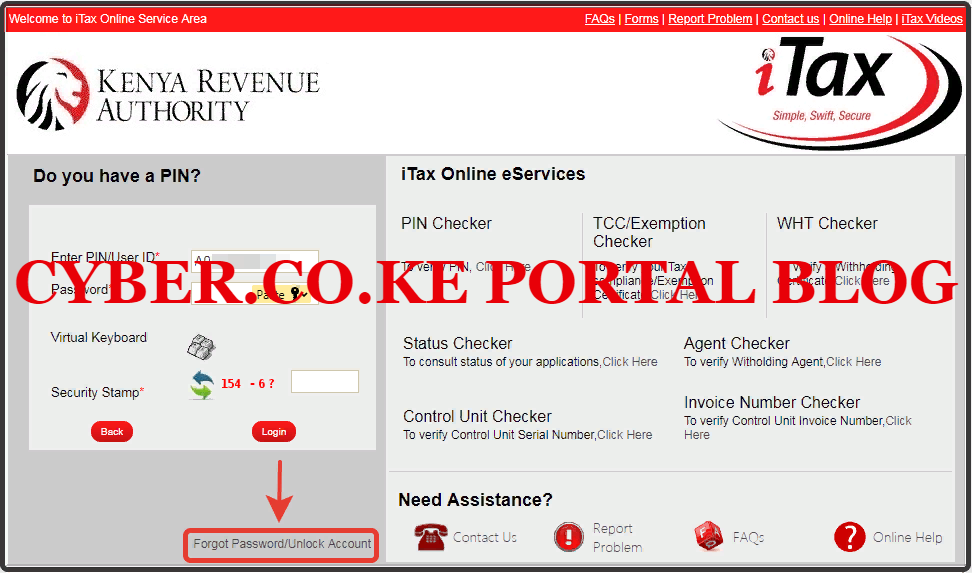 click on forgot kra password