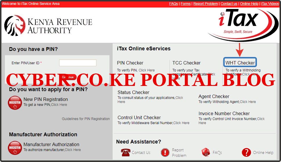 click on the kra wht checker link