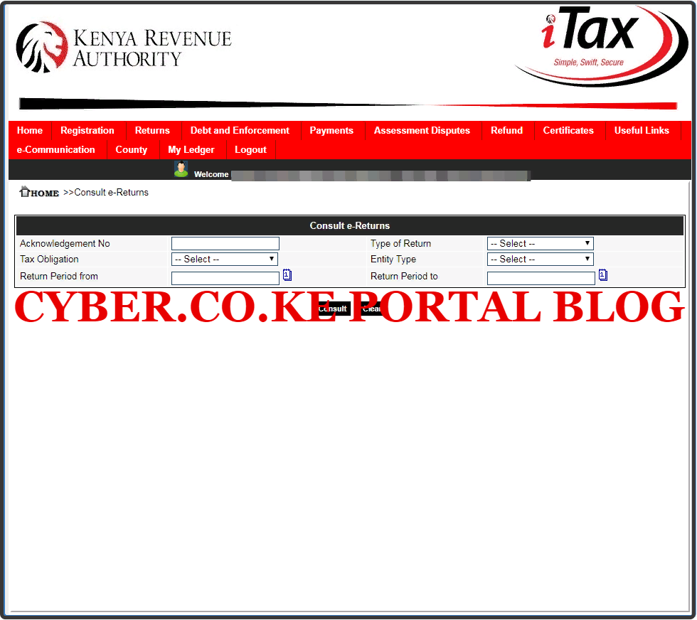 consult all filed kra returns on itax portal