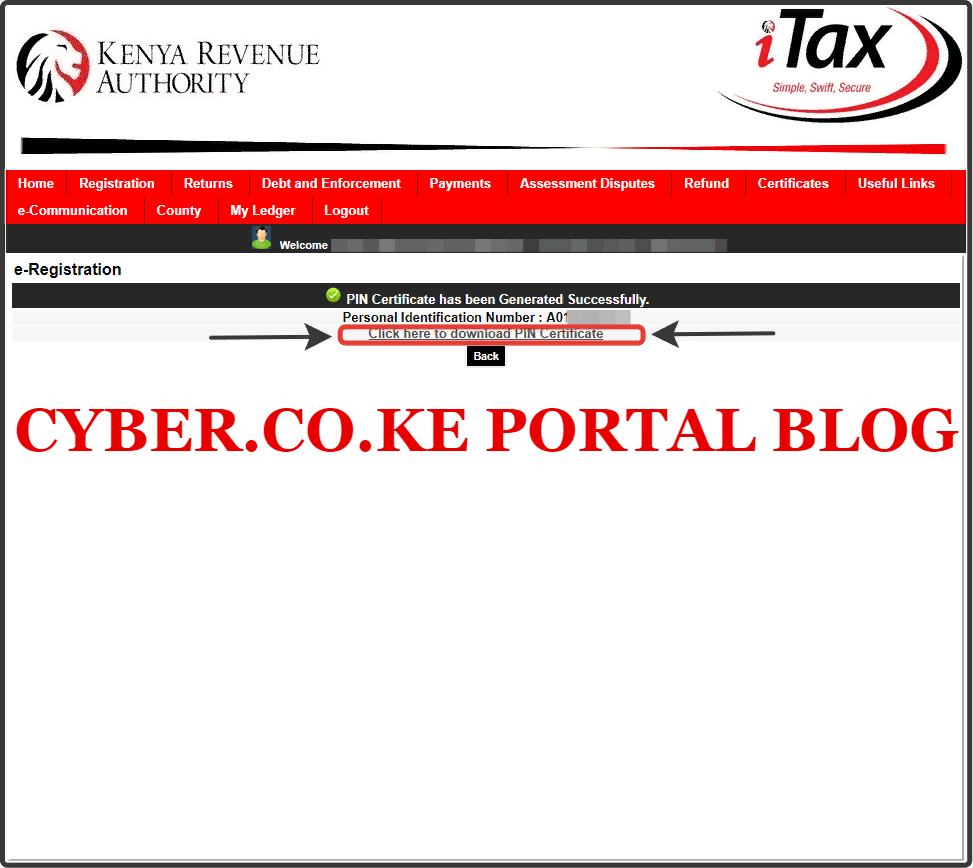 download kra pin certificate pdf format