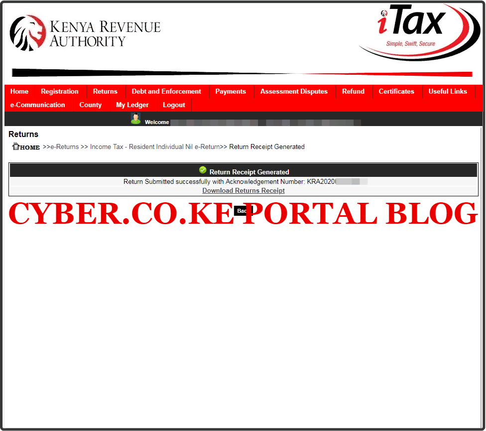 download kra returns for students receipt