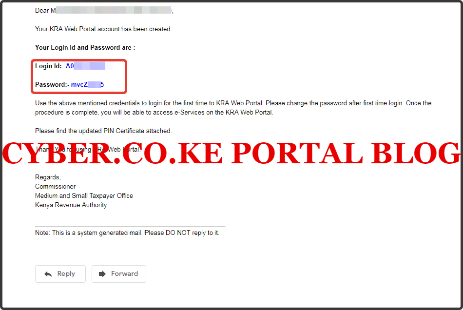 kra itax first time login credentials