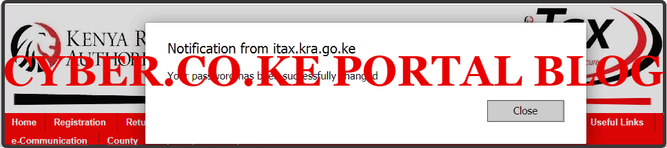 kra password successfully reset and changed