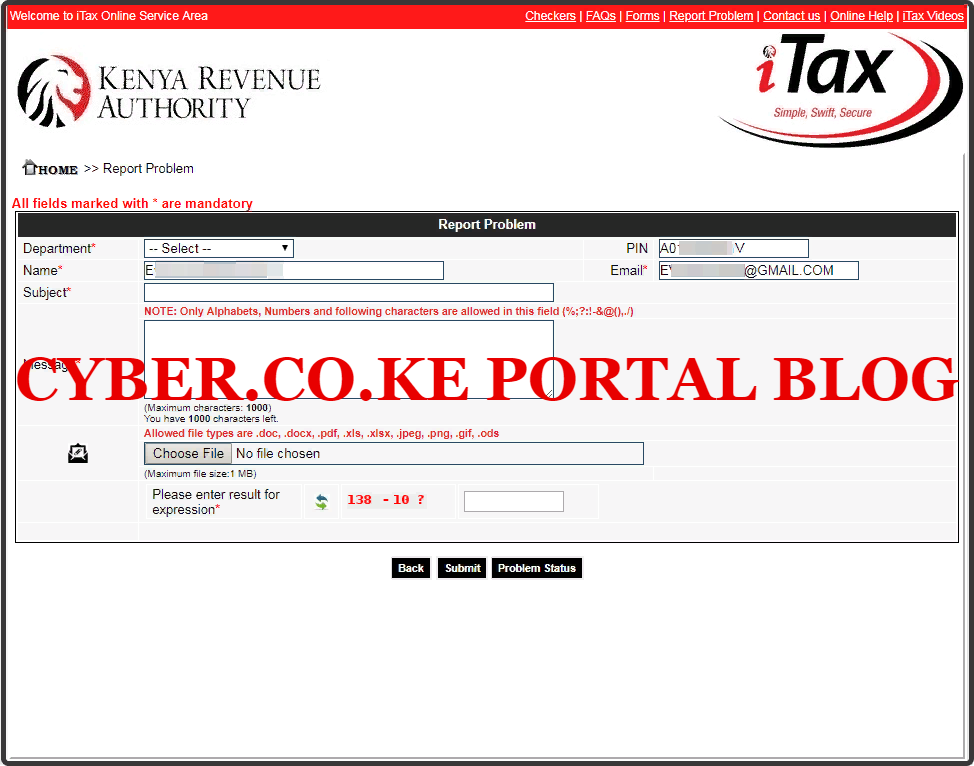 kra pin certificate email address checker results