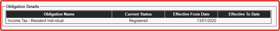 obligation details on itax pin checker