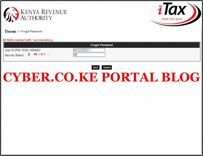 How To Reset Forgotten KRA Password Using KRA iTax Portal
