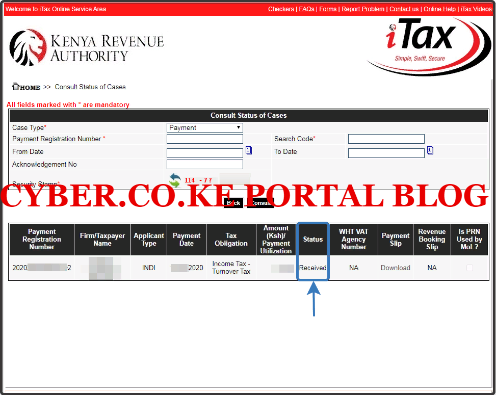 kra payment status