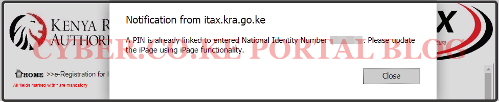 recovery of kra pin number