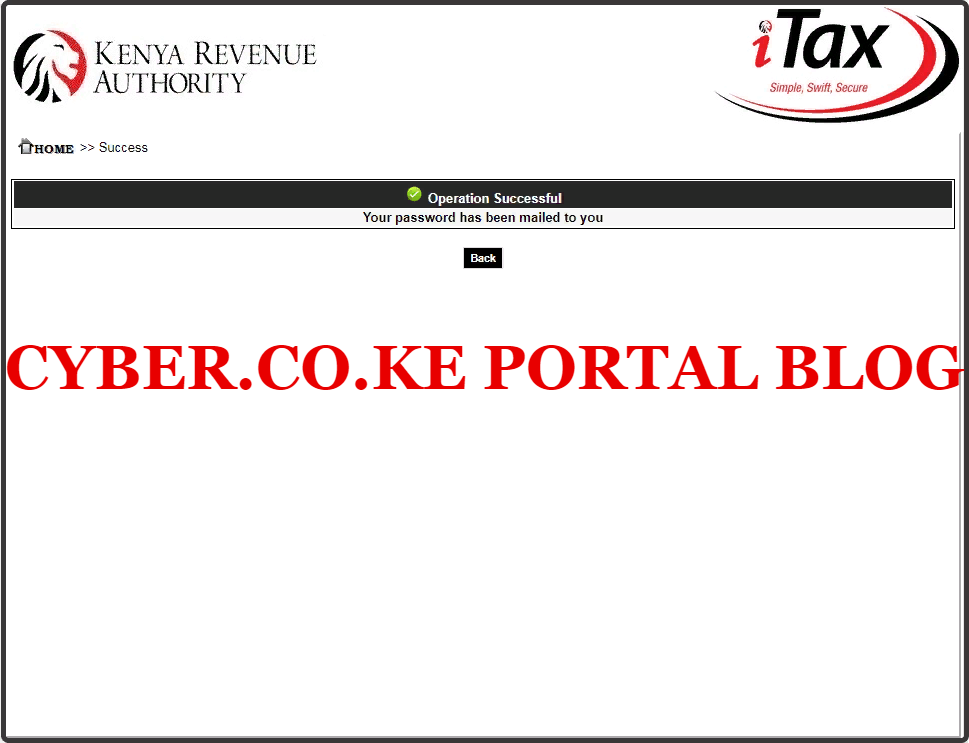 your kra password has been mailed to you